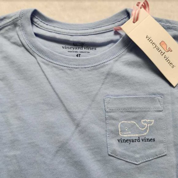New girl's 4T Vineyard Vines tri-tone vintage whale long sleeve pocket tee - Picture 4 of 5